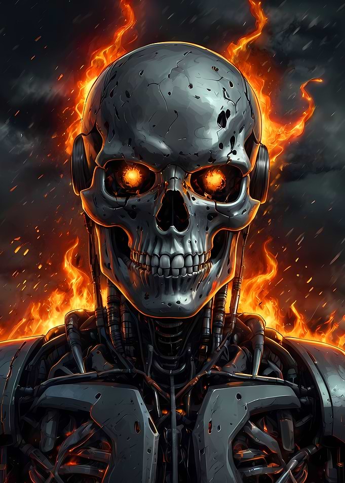 Smiling Metal Skull Robot