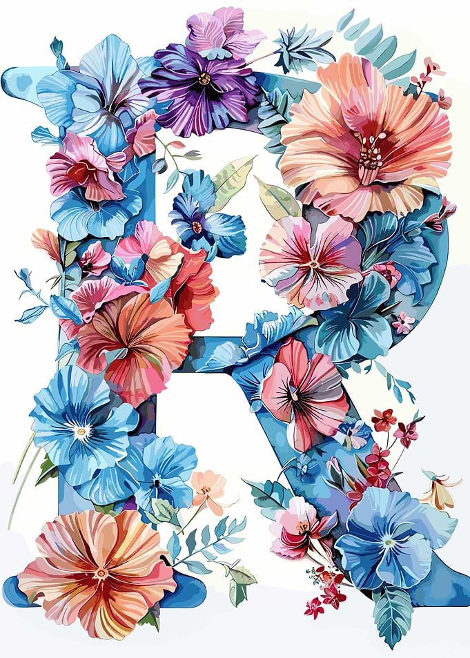 Flower Alphabet Letter R