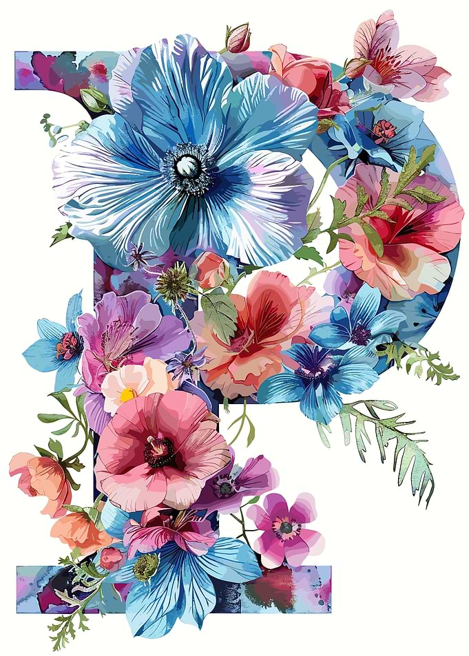 Flower Alphabet Letter P