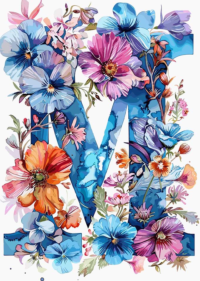 Flower Alphabet Letter M