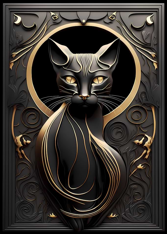Black Golden Cat Portrait