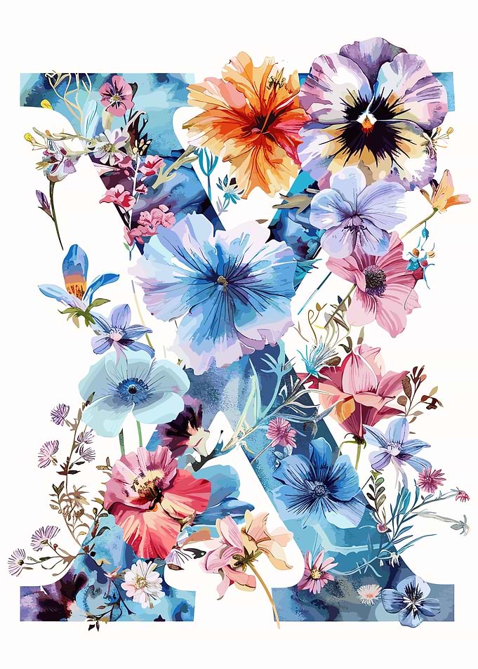 Flower Alphabet Letter X
