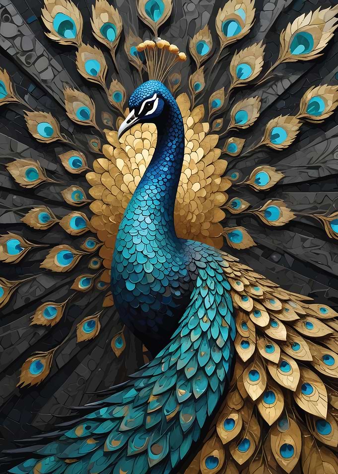 Abstract Peacock Kintsugi