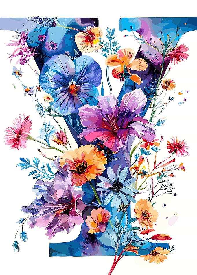 Flower Alphabet Letter Y