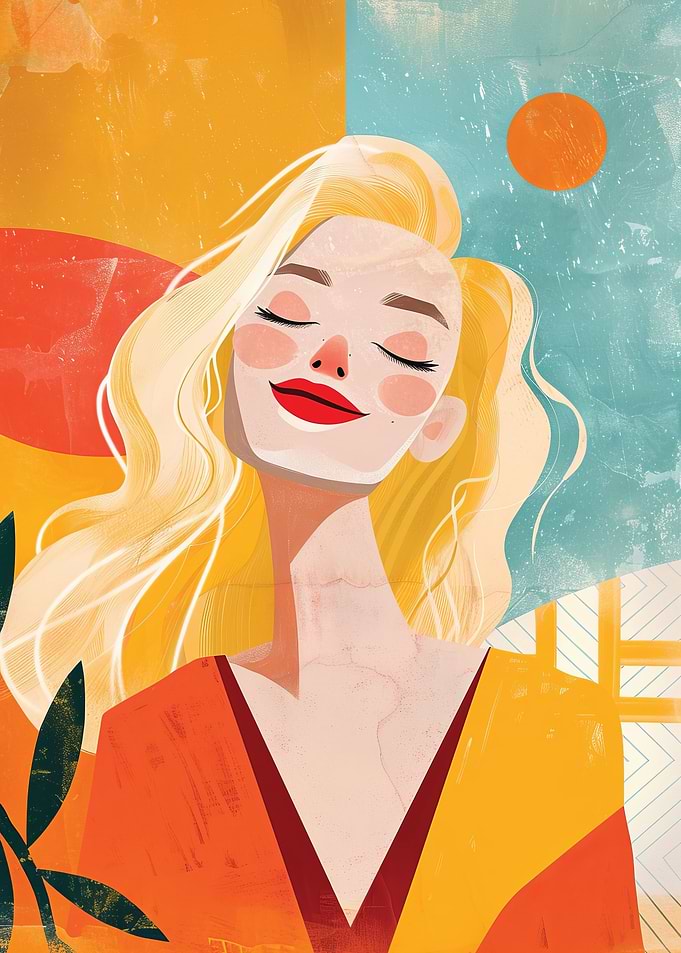 Happy Blond Woman Surreal