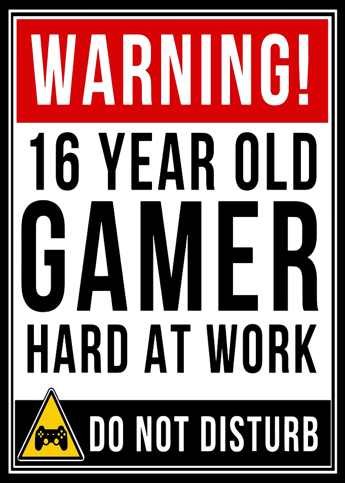 Warning Gamer Hard At Work