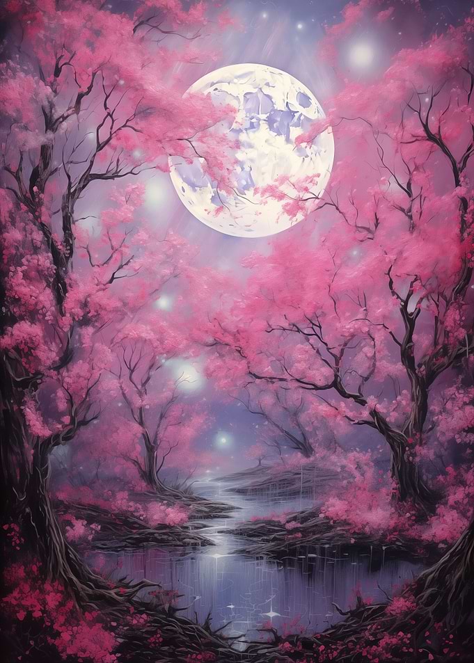 Cherry Blossom Full Moon