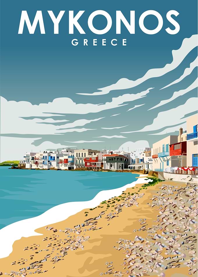 mykonos Greek Travel Art