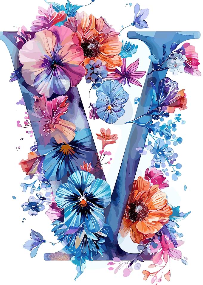 Flower Alphabet Letter V