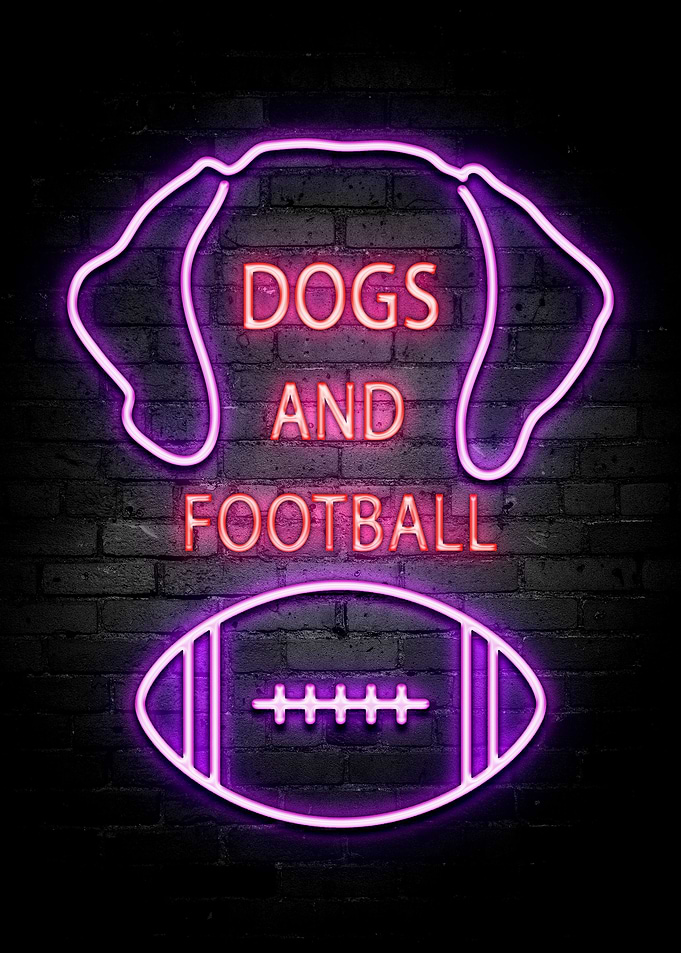 Dogs and football neon