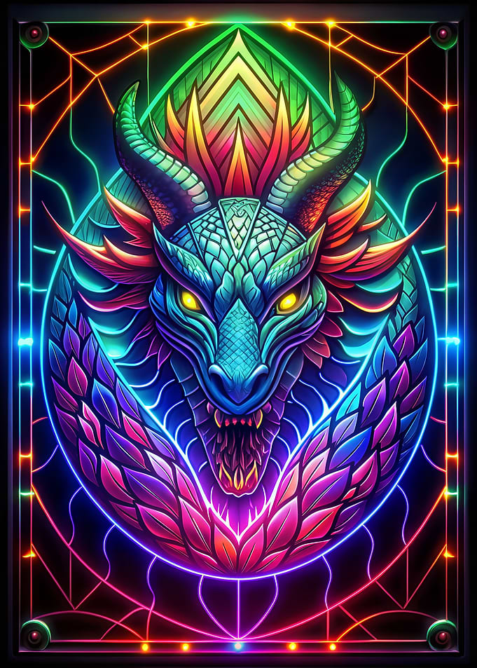Stained Glass Dragon Neon