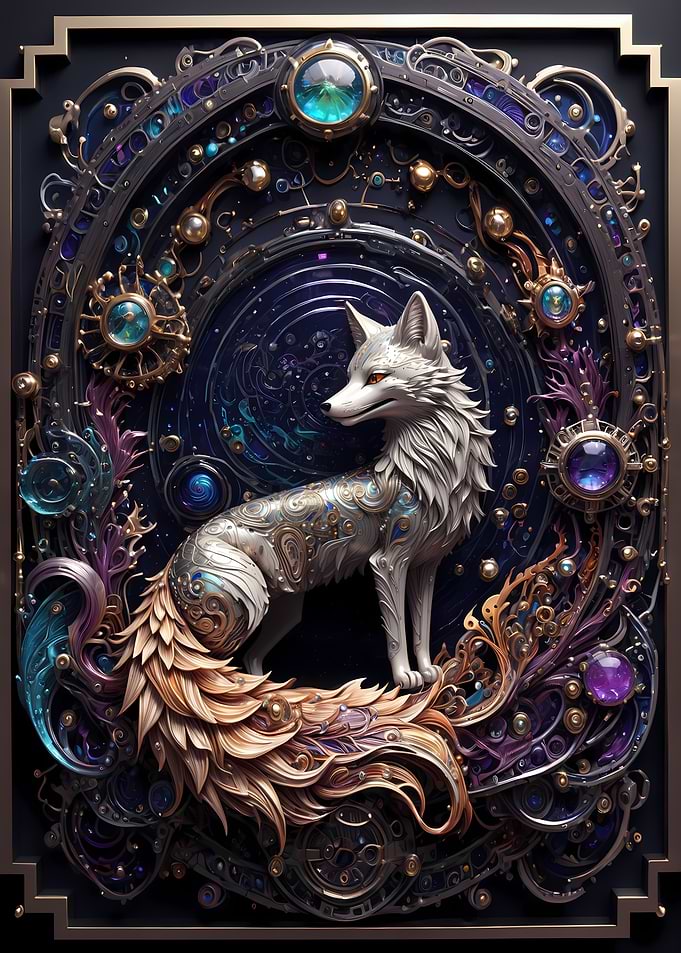Golden Silver Fox Art Deco