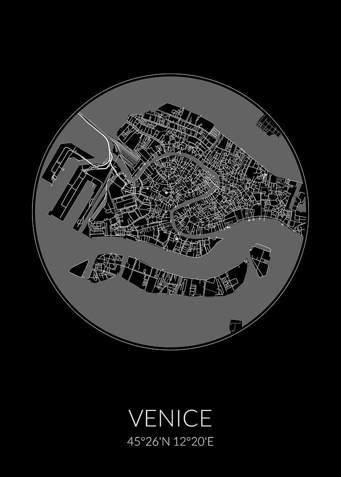 Venice Circle Black Map