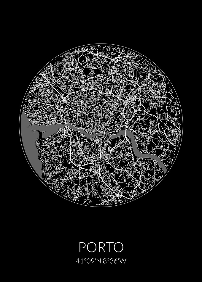 Porto Circle Black Map