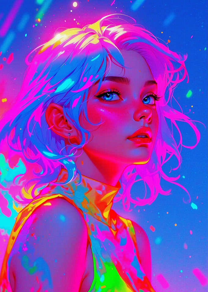 Rainbow Neon Woman