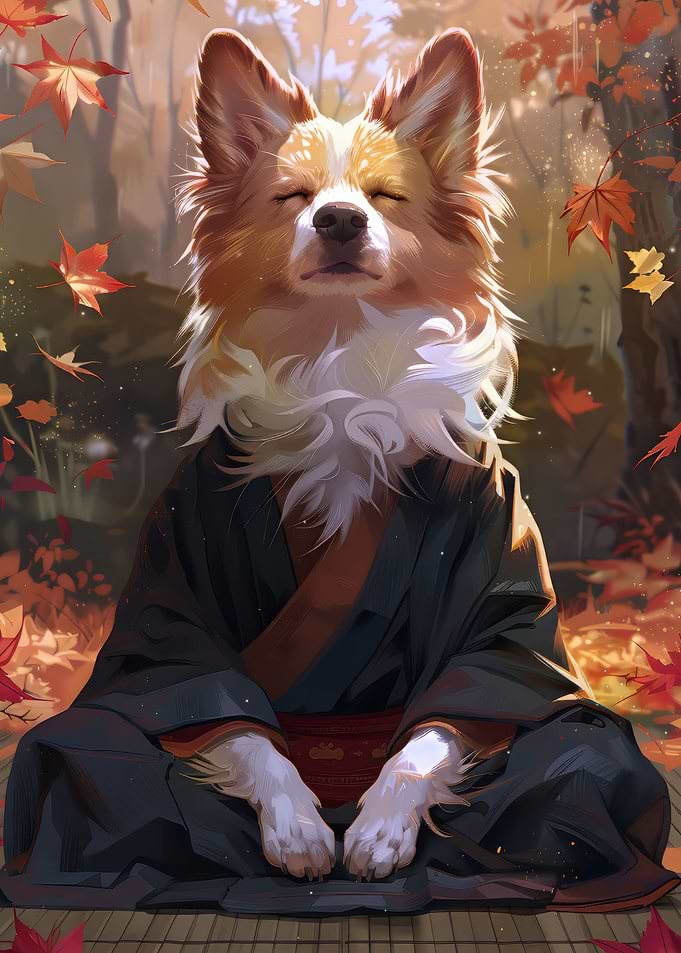 Zen Meditating Corgi Dog