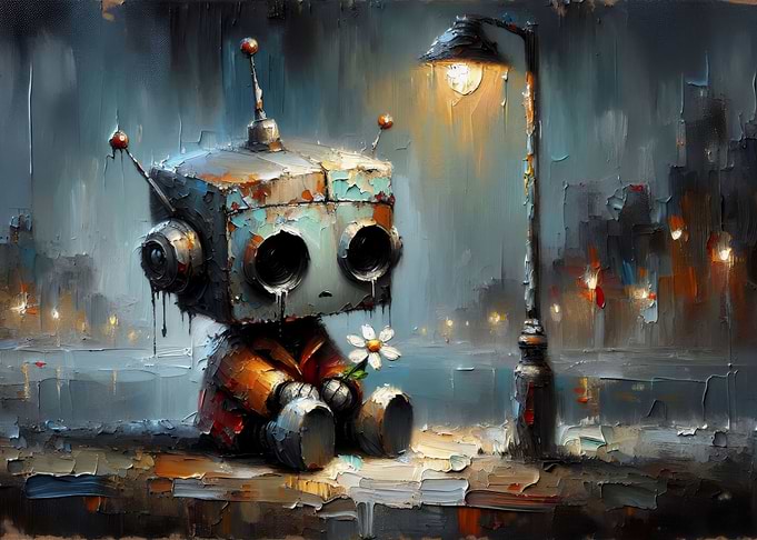 Cute Robot with Flower