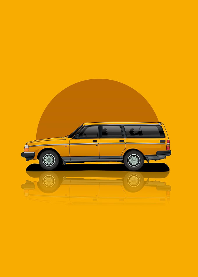 Art Car Volvo 240 Yellow