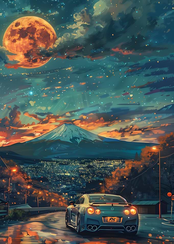 Nissan R35 Fuji night moon