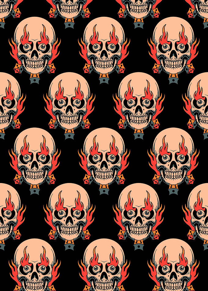 skull dice tattoo
