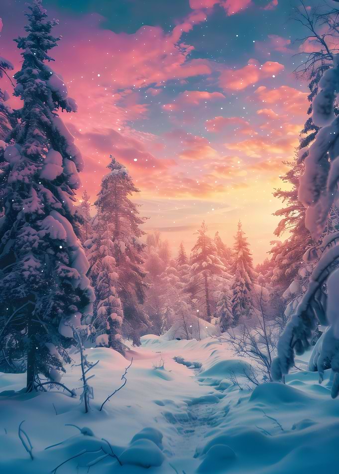 Winter Forest Sunset