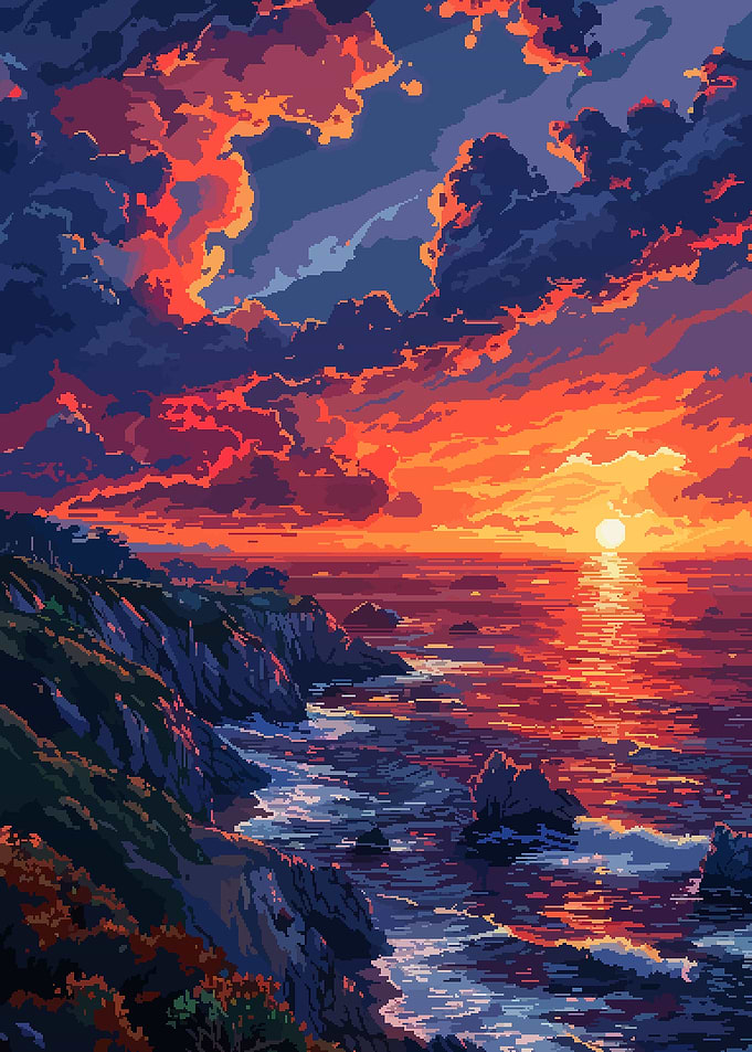 Beach Sunset Pixel Art