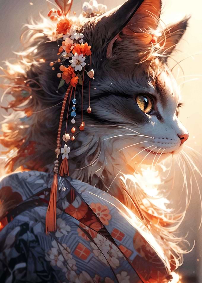 Cat Japan Kimono