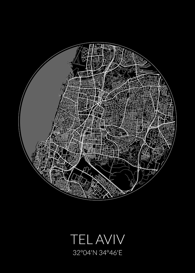 Tel Aviv Black Circle Map