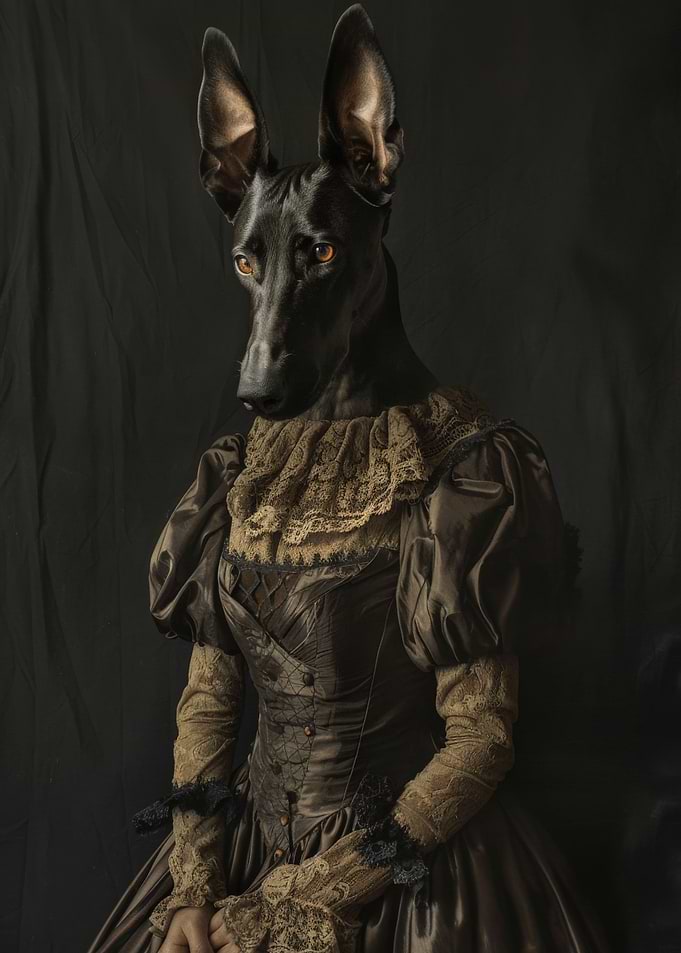 Doberman in Vintage Robe
