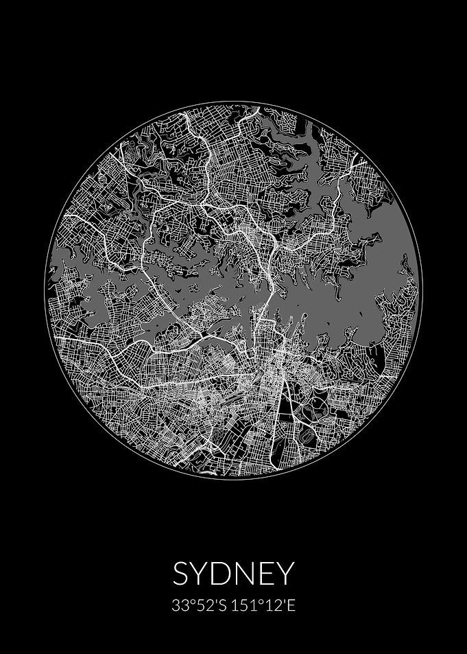 Sydney Black Circle Map