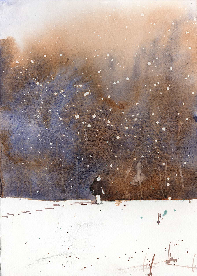 Snowy landscape painting