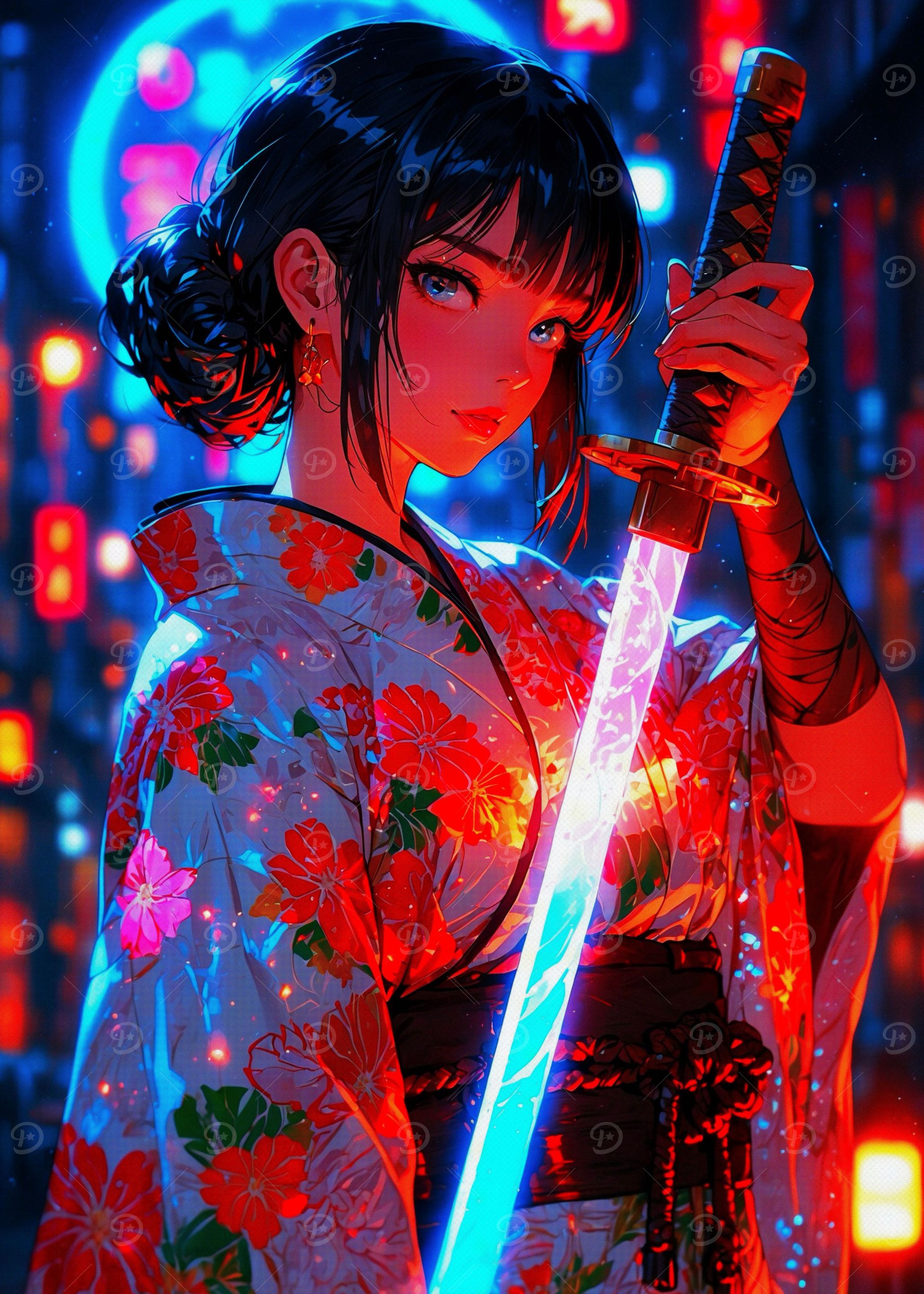 Samurai Neon Woman