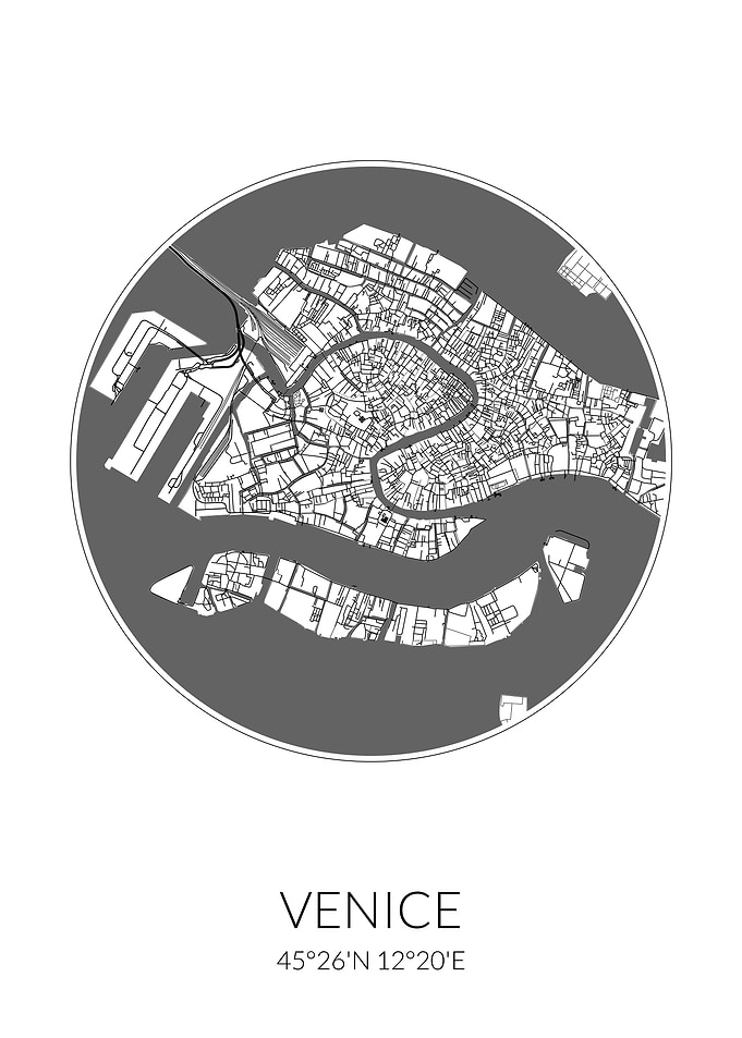 Venice White Circle Map