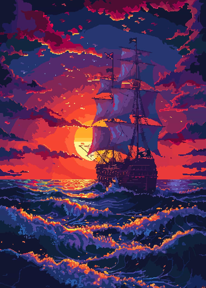 Synthwave Ship Pixel Art