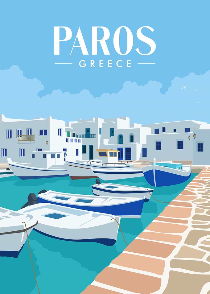 Paros greece and boat