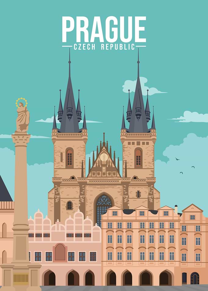 Old town prague czech day