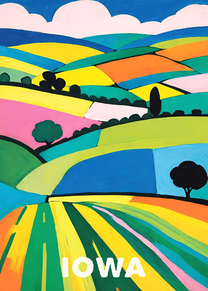 Rainbow Iowa Print