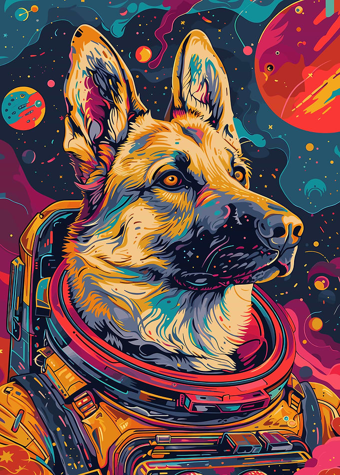 German Shepherd Astronaut
