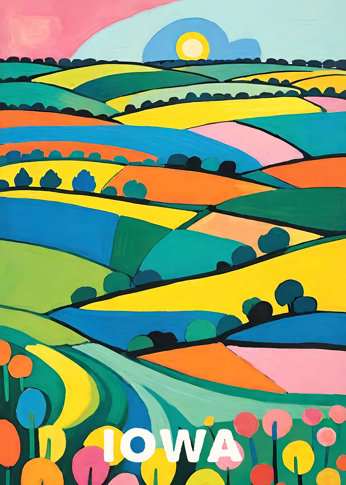 Iowa Print Travel Poster