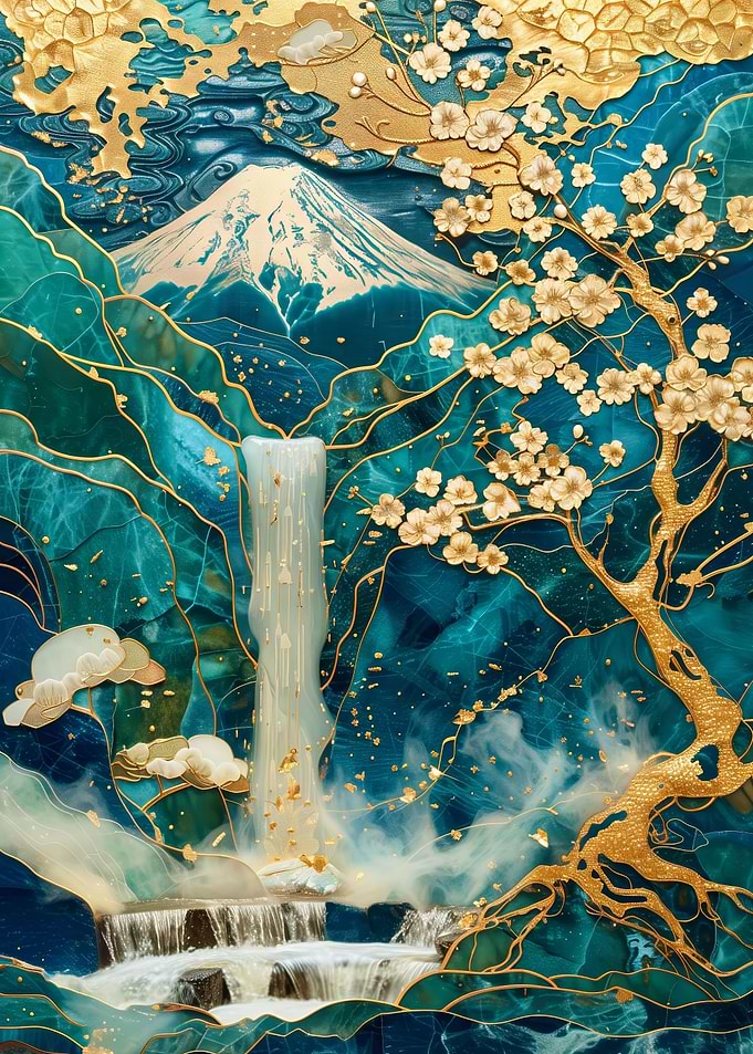 Golden Kintsugi Forest art