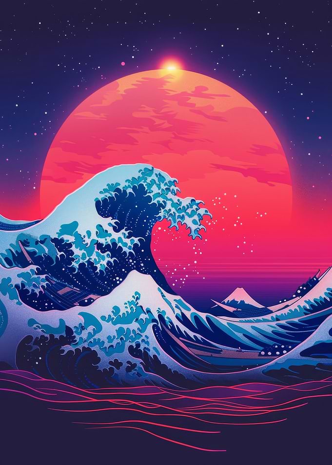 Kanagawa Great Wave Retro