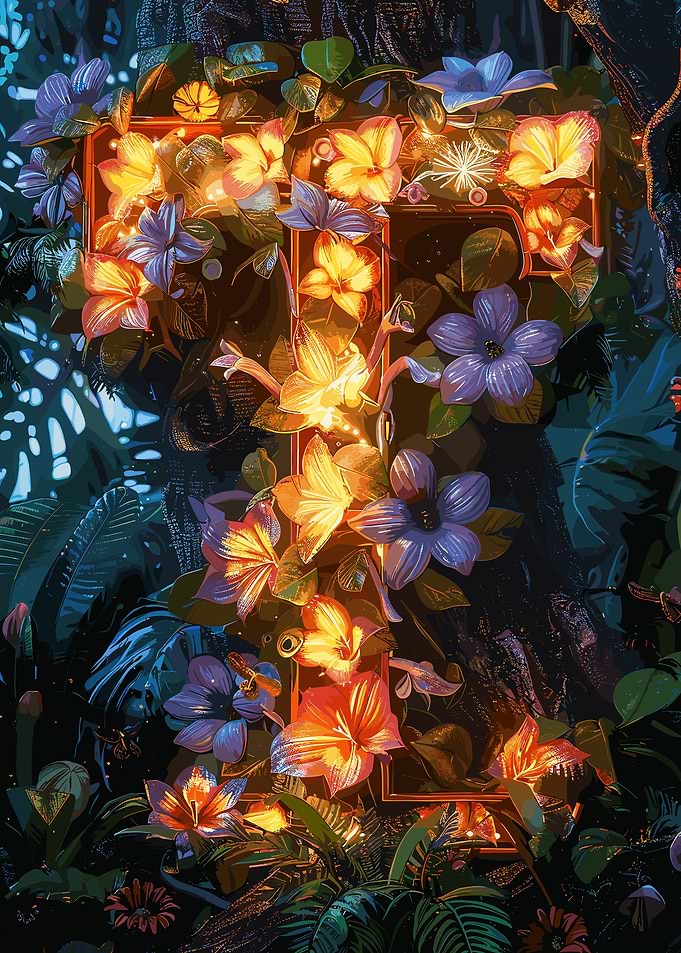 Flower Alphabet Letter T