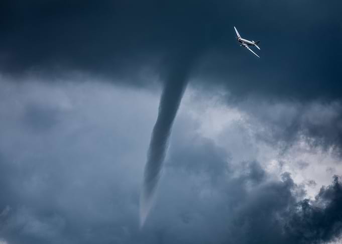 DC3 with tornado