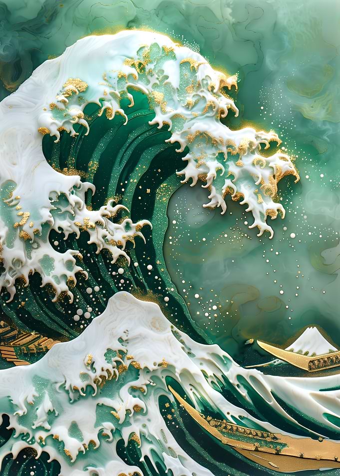 Elegant Hokusai wave