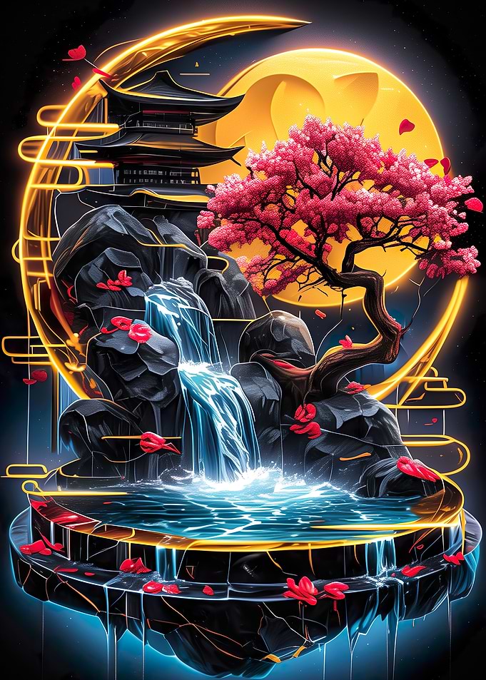 Golden Kintsugi Waterfall