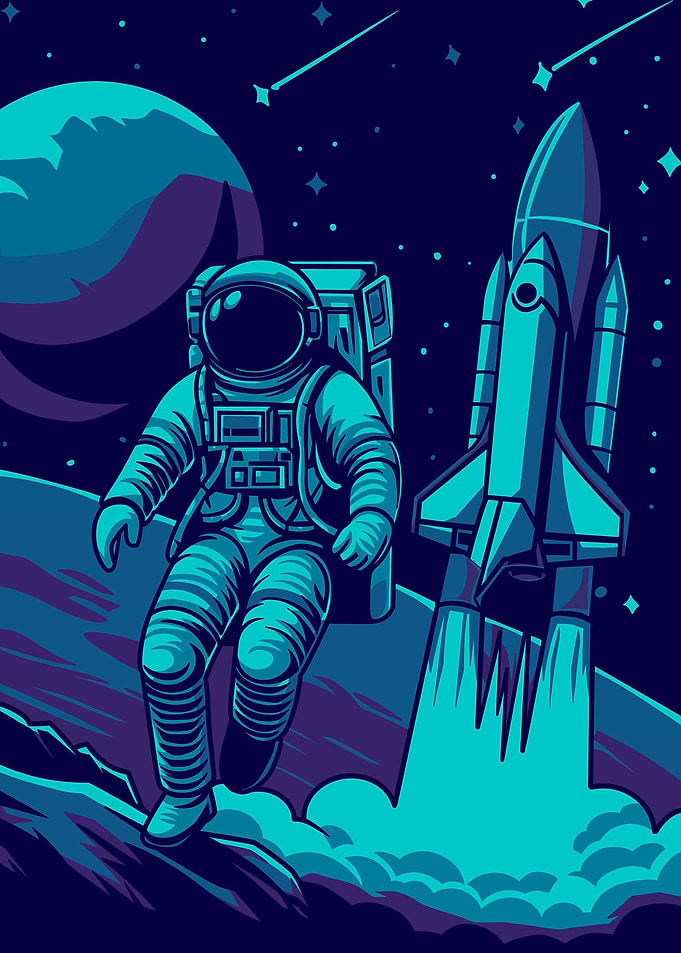 Astronaut with rocket