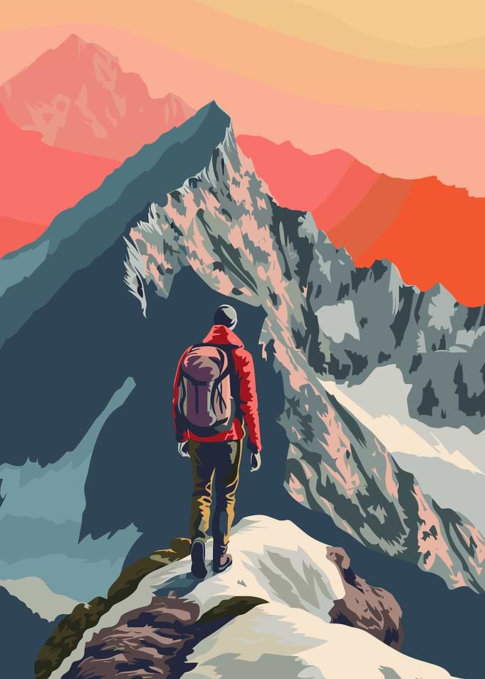 Minimalist Mountain Scene