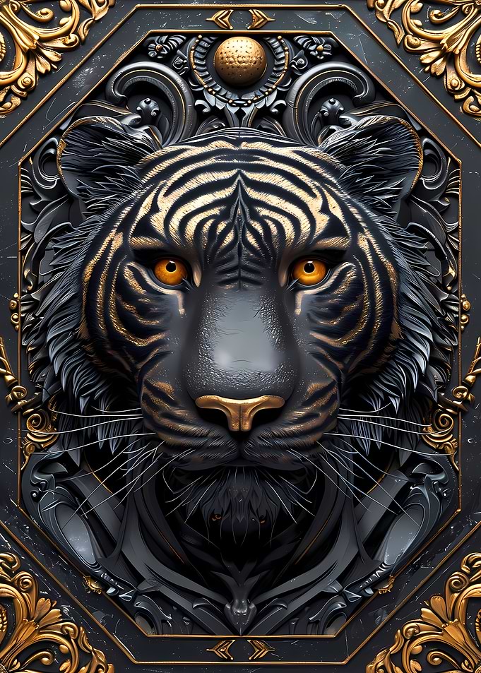 Surreal Golden Tiger Art