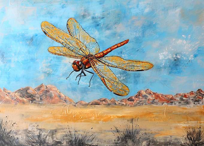 Desert dragonfly in flight