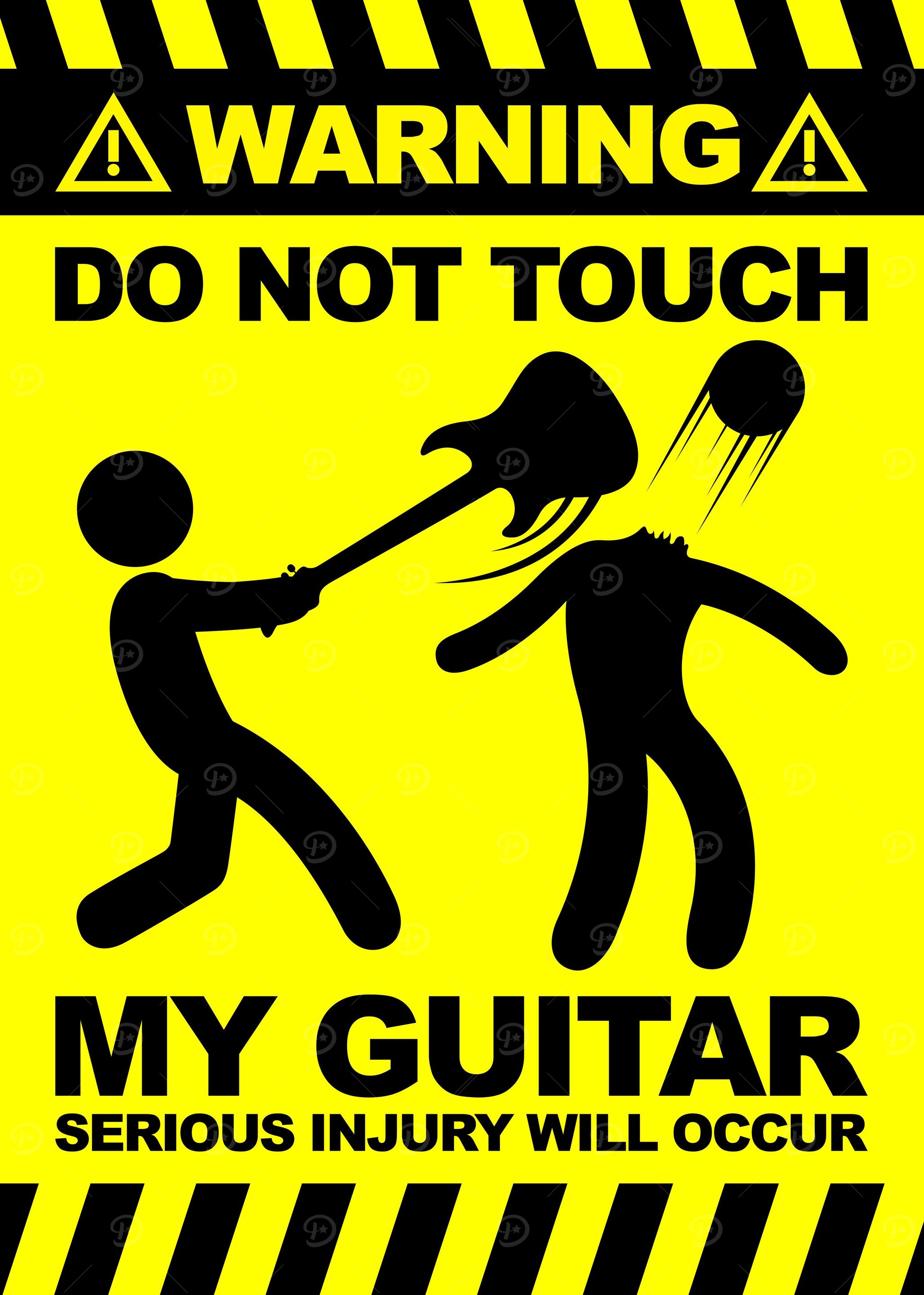 Funny Warning Sign Guitar